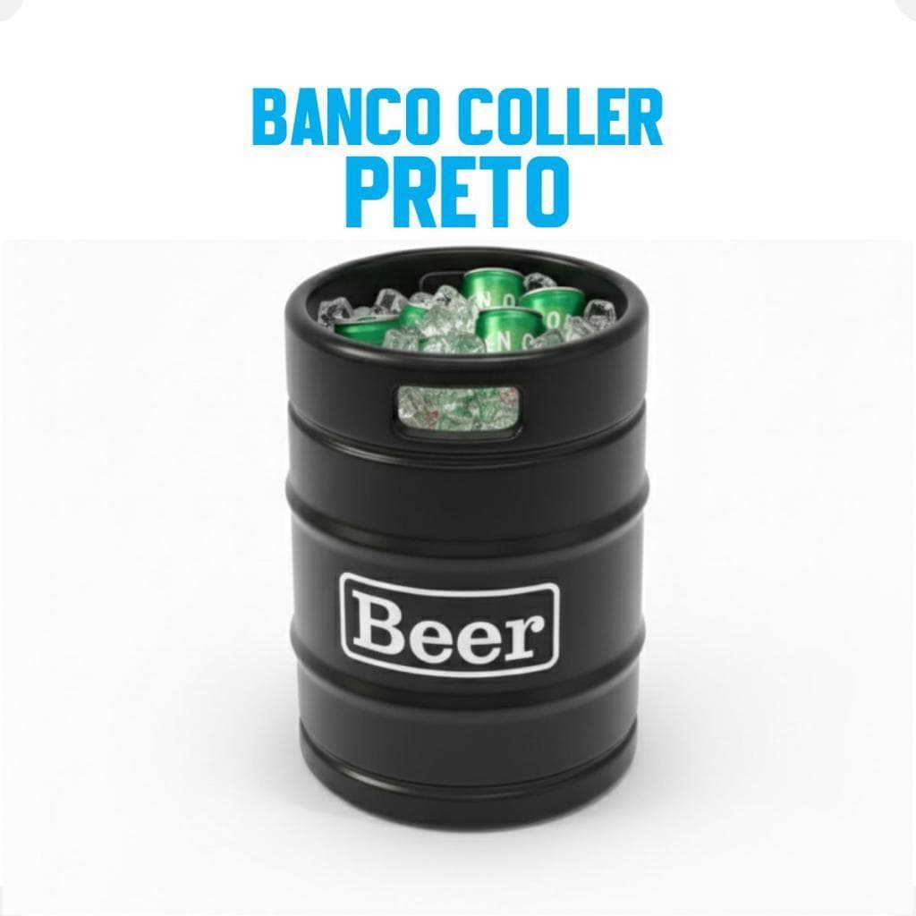 Barril Cooler Banco Preto Tampa Marrom Mesa Apoio Conserva Bebidas Para Festas E Bar