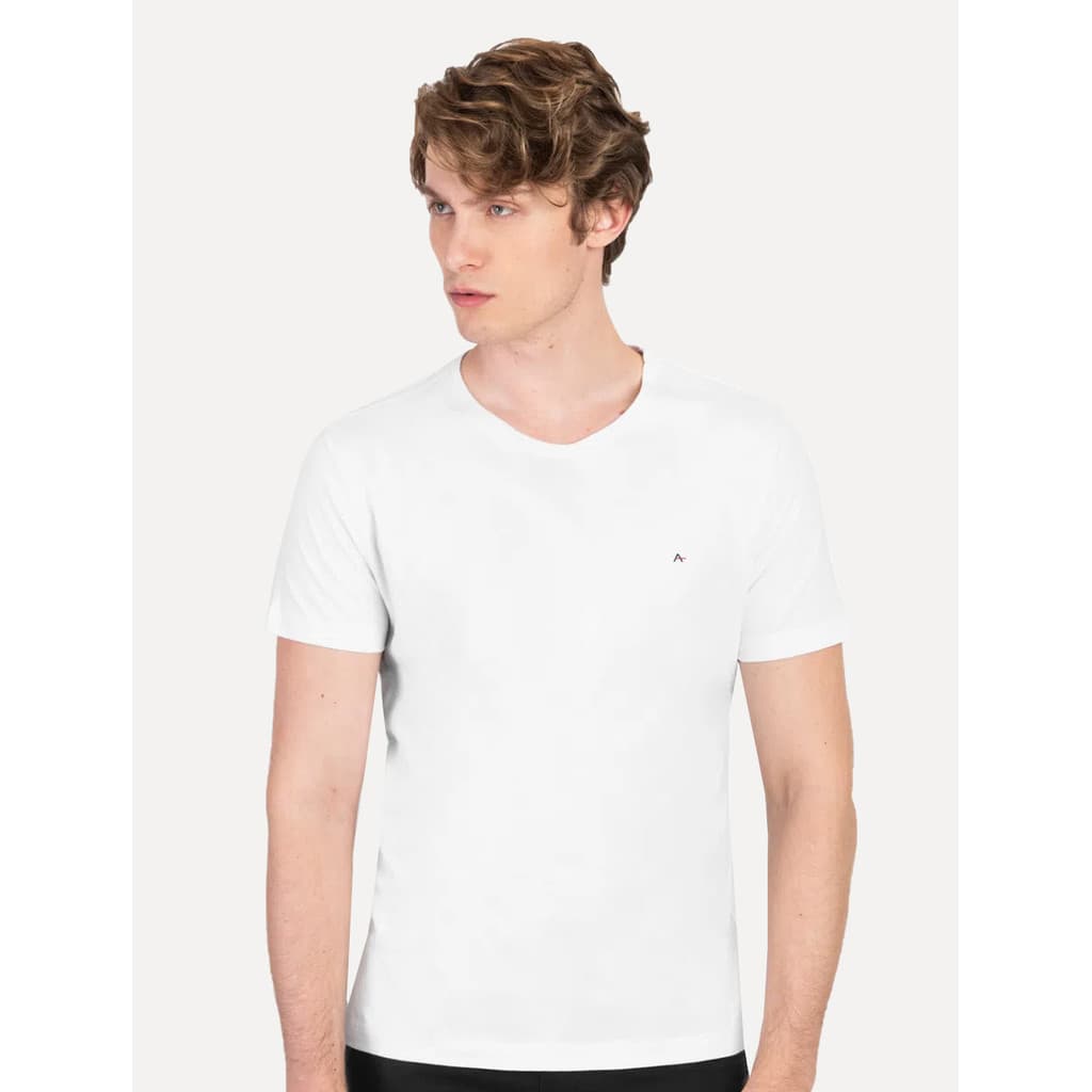 Camiseta Aramis Original Masculina Basic Lisa Dark Logo Branca
