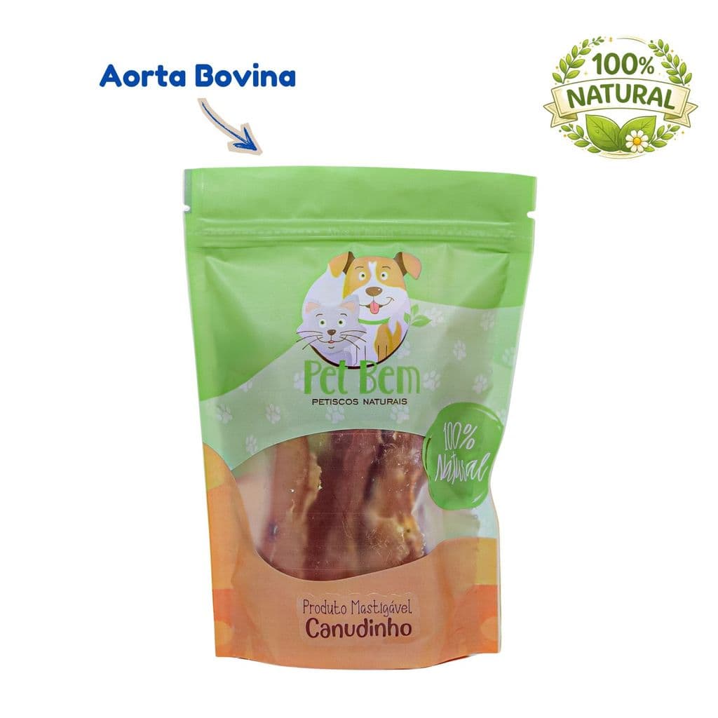 Canudinho De Aorta Bovina Desidratada Mordedor Natural Para Cachorro Crocante