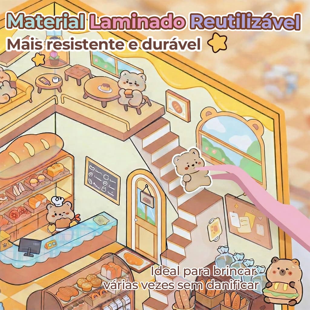 Caderno Livro de Cenários Kawaii Adesivos 3D Scrapbooking DIY Fofo Paisagismo Criativo Brinquedo Infantil Meninas