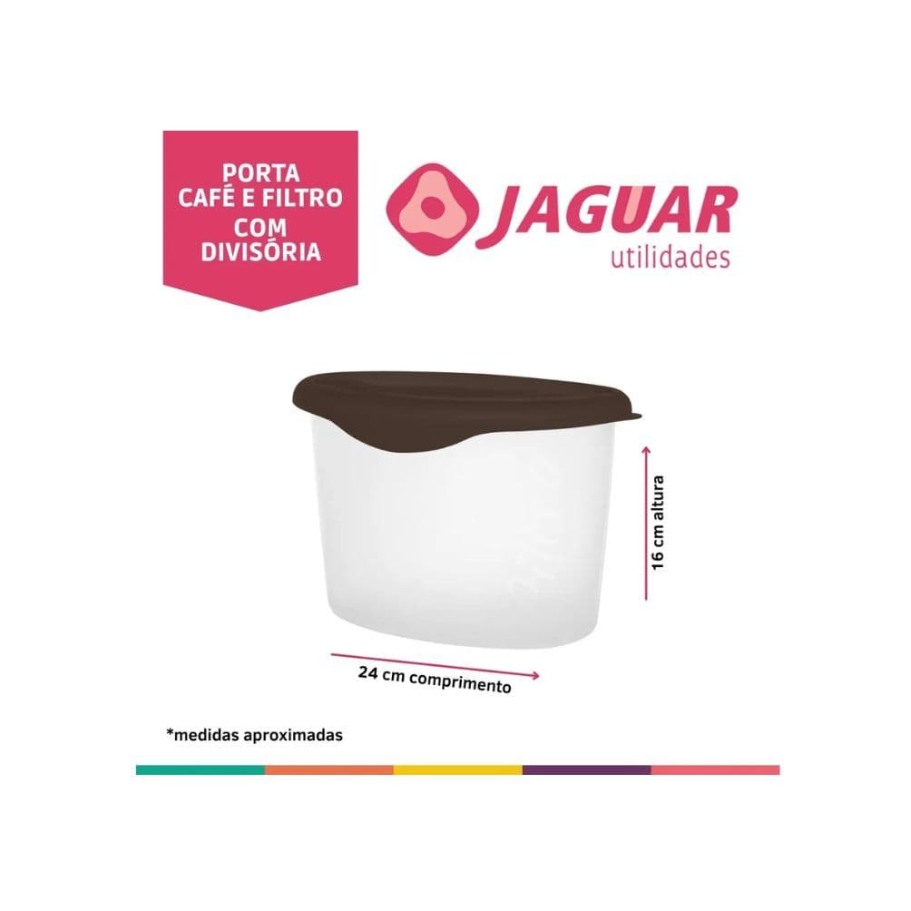 Pote Porta Café e Filtro com Tampa em Cores Sortidas Jaguar