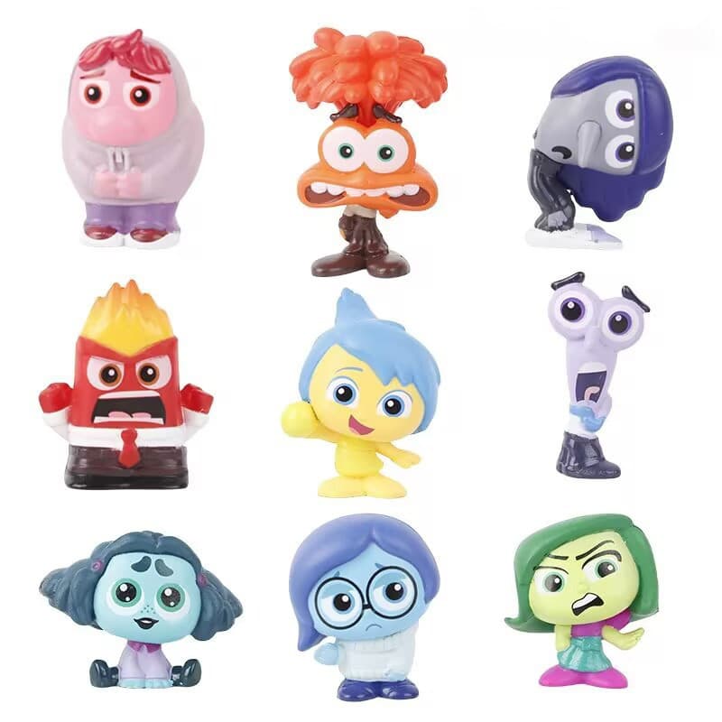 9 Pçs/Set 3-5cm Anime Inside Out 2 Raiva Disgo Triste Sadness Alegria Medo Ansiedade Embaraço Ennui Envy Q Versão PVC Fi