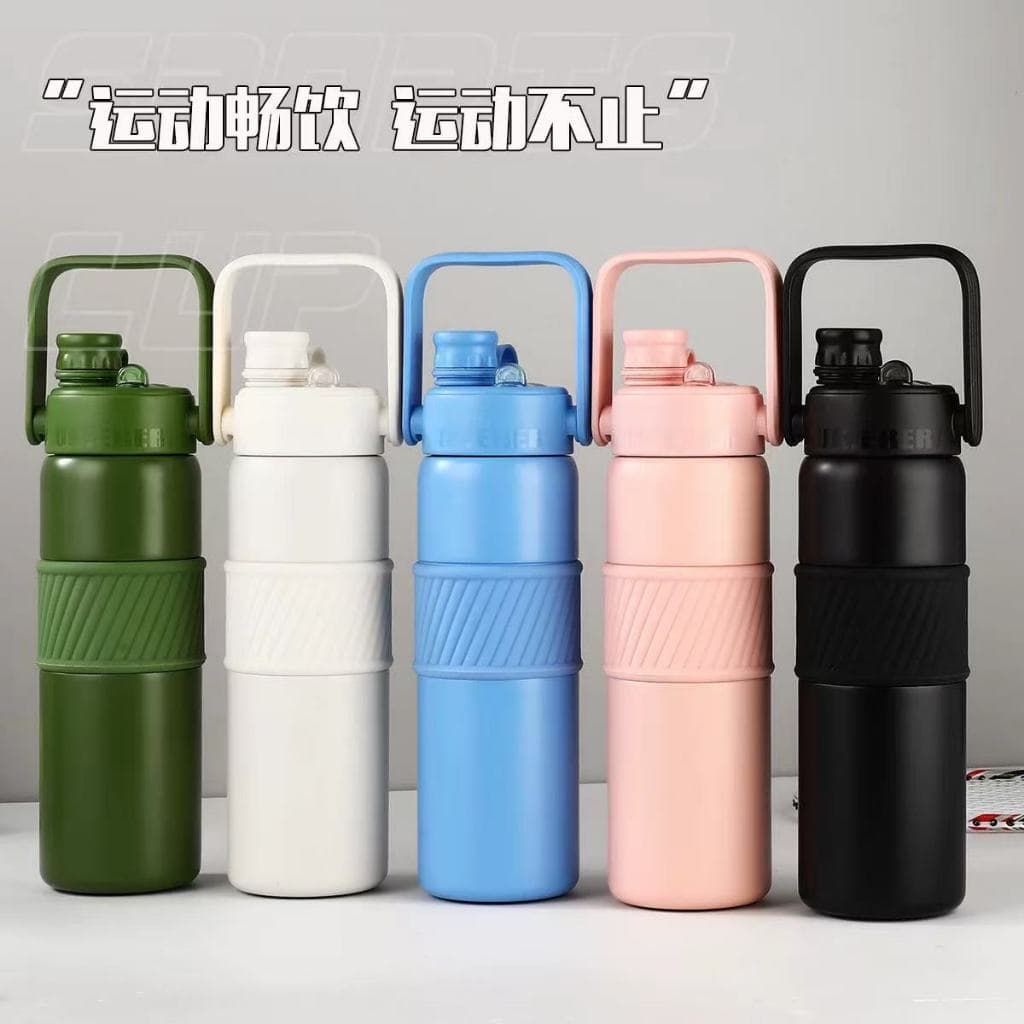 Garrafa copo térmica esportiva Duplo aço inoxidavel  600ml  800ml Bica dupla com alça e canudo #013/014