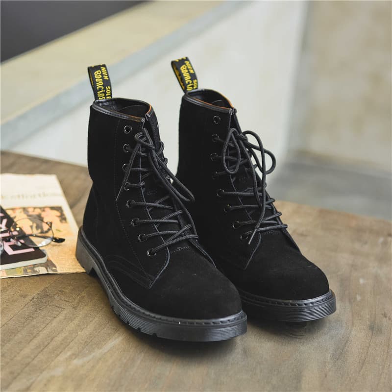 Martin botas masculinas preto fosco Mid-top respirável versão coreana All-Match couro genuíno inverno botas gerais de al