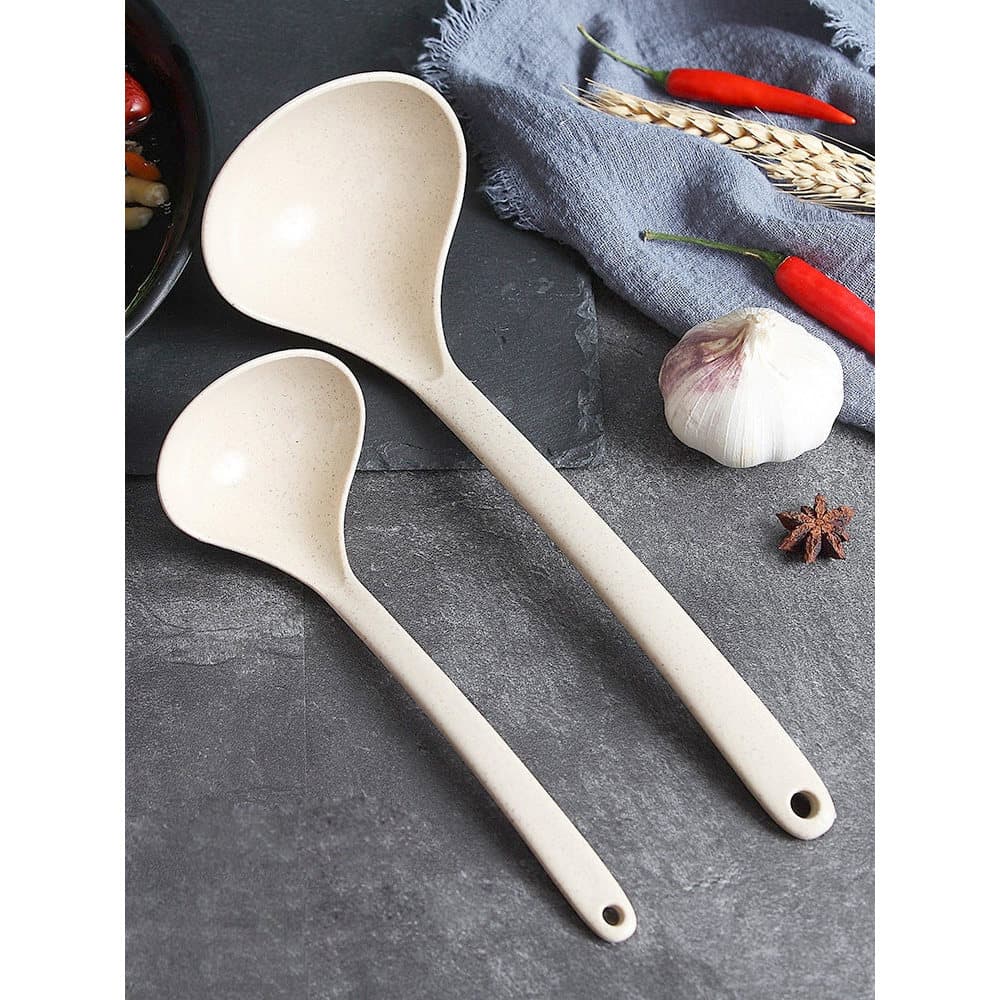 Palha de trigo alça longa grande colher de sopa doméstica Congee mingau cozinha japonês produto comestível novo estilo c
