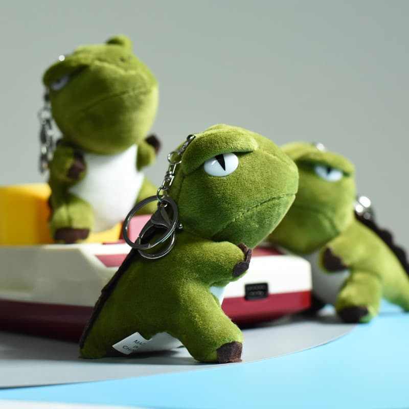 Super feroz pequeno dinossauro boneca pingente masculino chaveiro de pelúcia bonito tiranossauro boneca mochila pingente