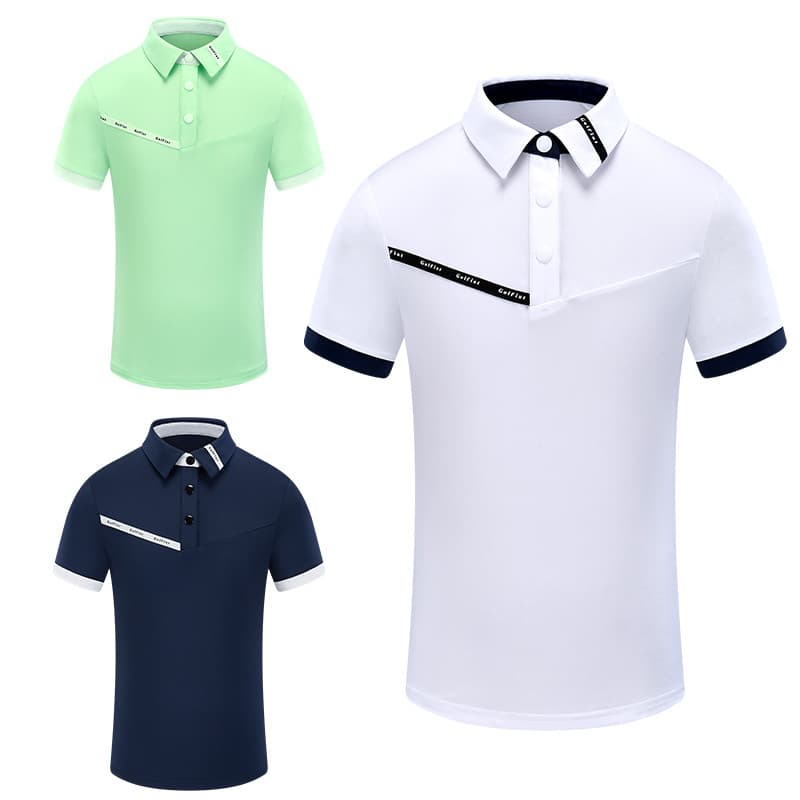 Golfe juventude de manga curta verão respirável de secagem rápida não-ferro golfe roupas infantis elástico confortável e
