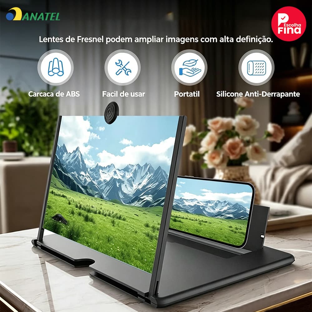 Amplificador de Tela Celular Anti-Azul, Imagem em Alta Definição e Proteção para os Olhos ao Assistir Vídeos