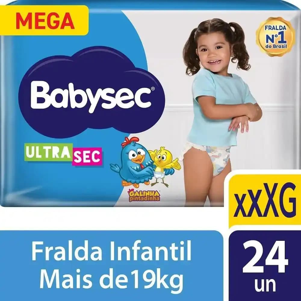 Fralda BabySec Galinha Pintadinha UltraSec Hiper XXXG 24 Un I Conforto e Proteção p/ Bebês Grandes