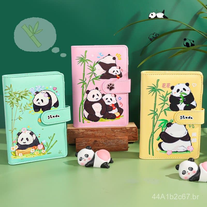 Caderno criativo com tema de panda para estudantes, agenda de alto valor estético, caderno fofo de panda, diário de dese