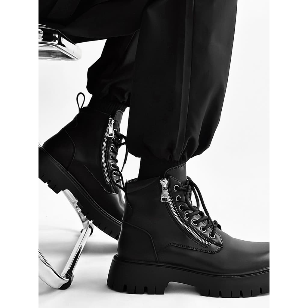 Martin botas masculinas estilo britânico de alta qualidade com sola grossa aumentada botas de ferramentas para motocicle