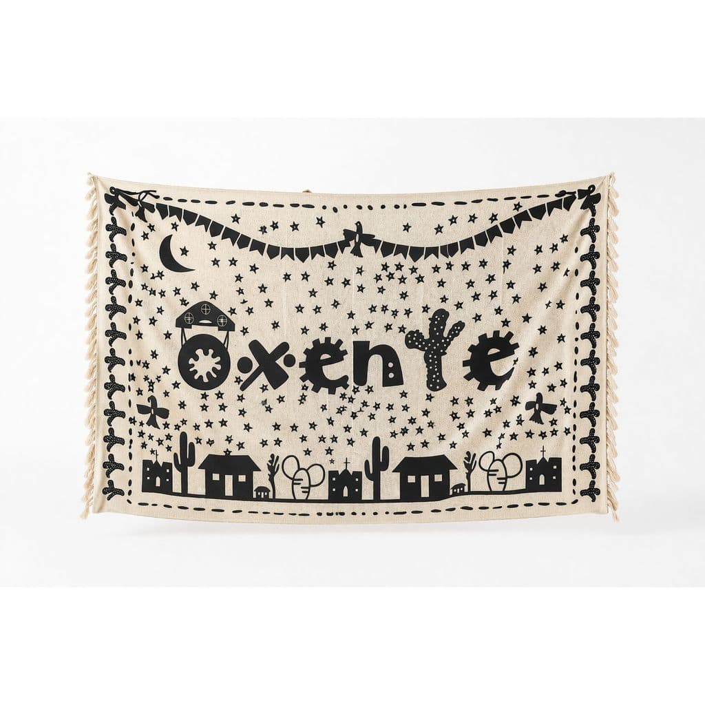 Canga Estampada Oxente Estilo Xilogravura com Franjas-781