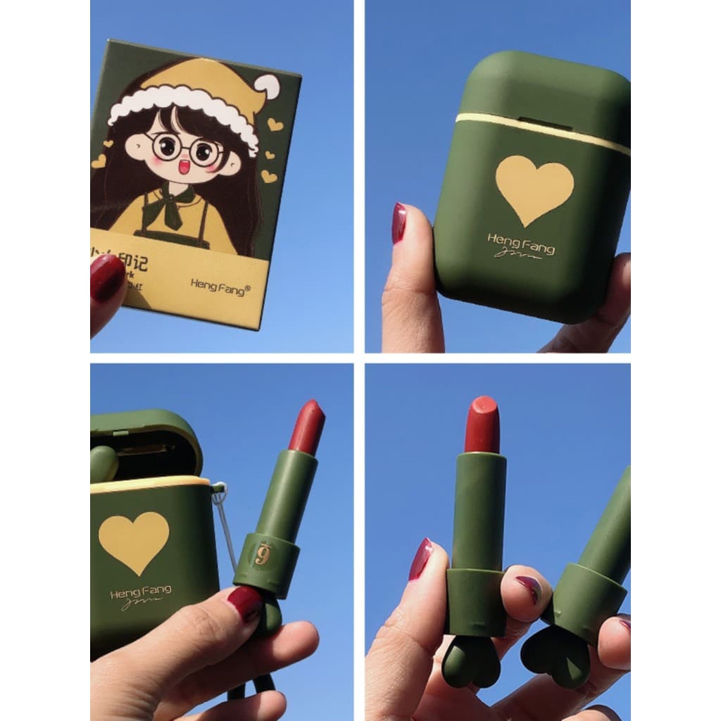 Amor tubo duplo fone de ouvido batom esmalte fosco veludo Mini batom feminino caixa presente conjunto barato menina