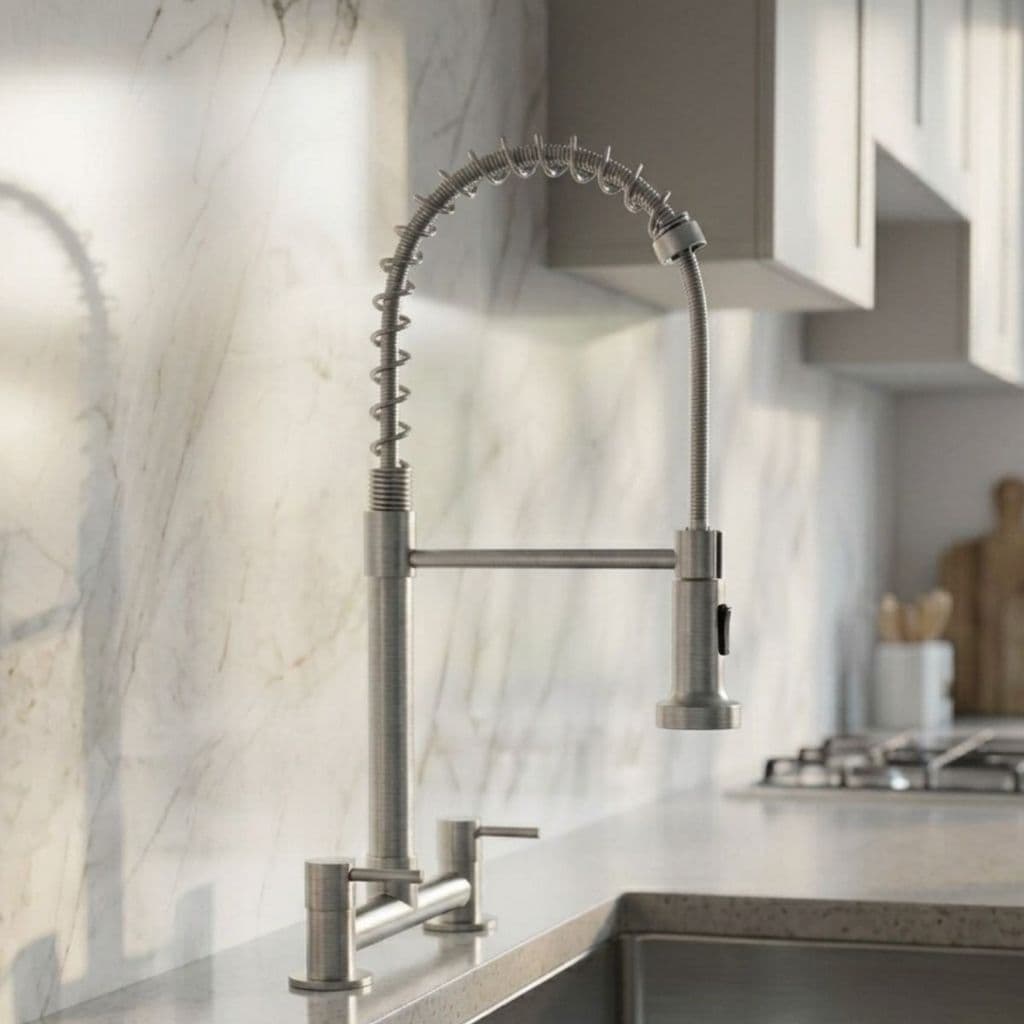 Torneira Gourmet Cozinha Inox Escovada Misturador Duplo