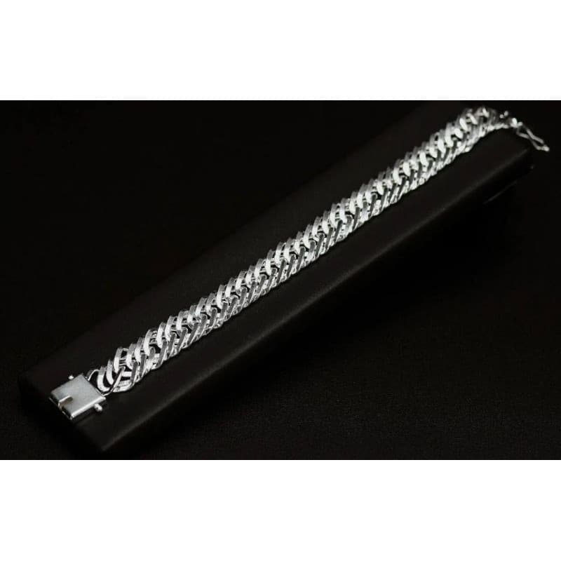 Pulseira elo Triplo Grossa 17mm Fecho Gaveta trava tripla Prata 925 Mista Elo duplo Banhada top de linha prata nacional