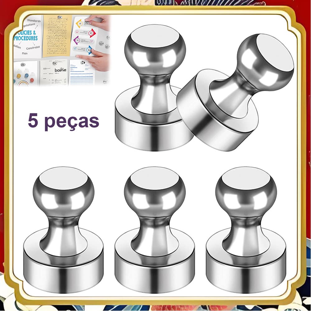 Pino magnético de Metal forte prata escritório quadro branco mensagem fixação prego conjunto de 5 peças