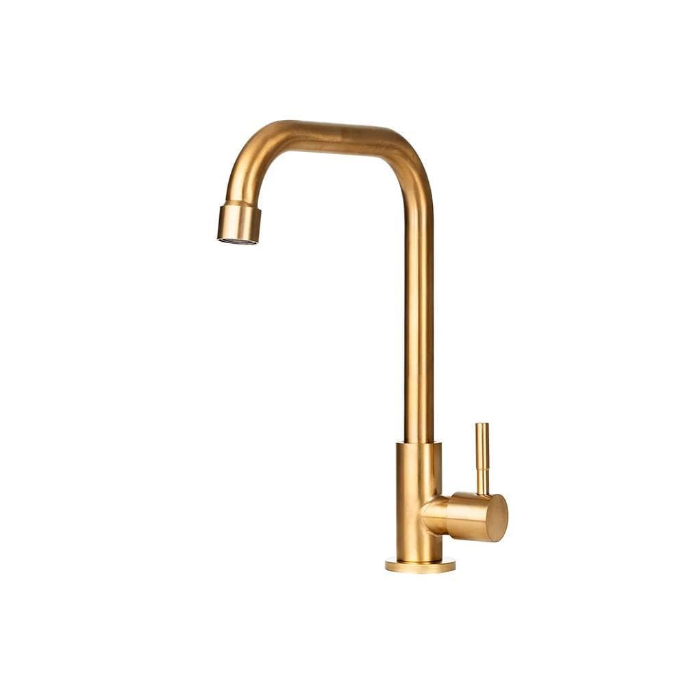 Torneira Para Cozinha Em Aço Inox 304 Escovado Tinguá Pingoo - Dourado