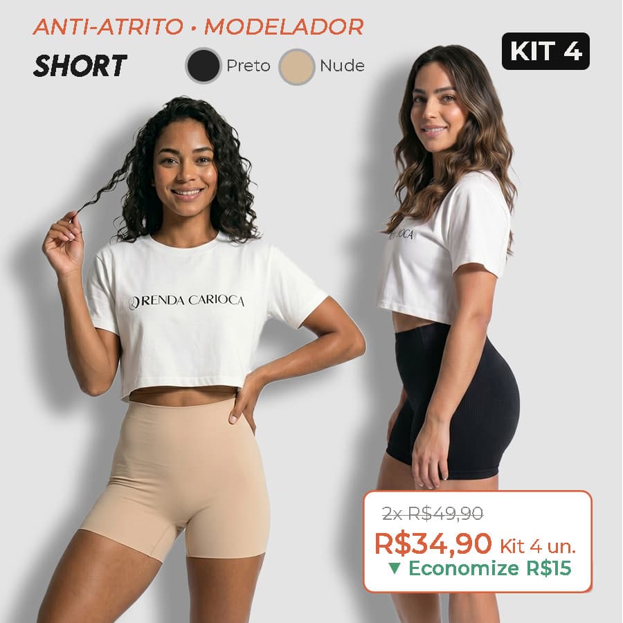Kit 4 Short Curto Segunda Pele Feminina Sem Renda Shortinho Pra Usar Com Vestido Saia Calça