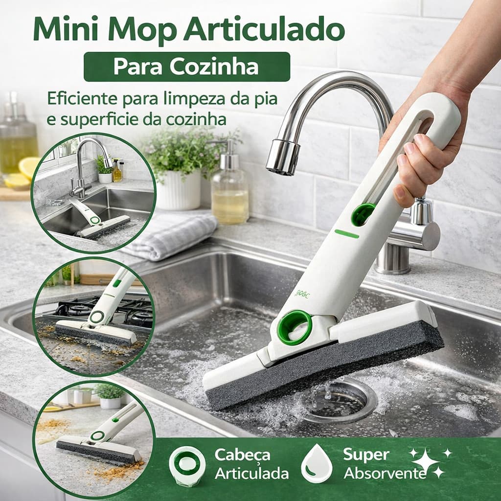 Mini Mop Rodo Esfregão Retrátil Multifuncional Limpeza Casa