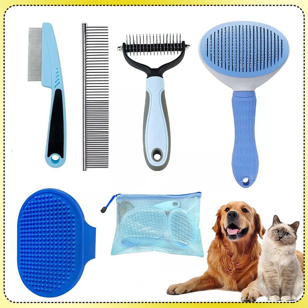 5 escovas para animais de estimação: escova de banho escova de higiene pente para remoção de pêlos pente reto