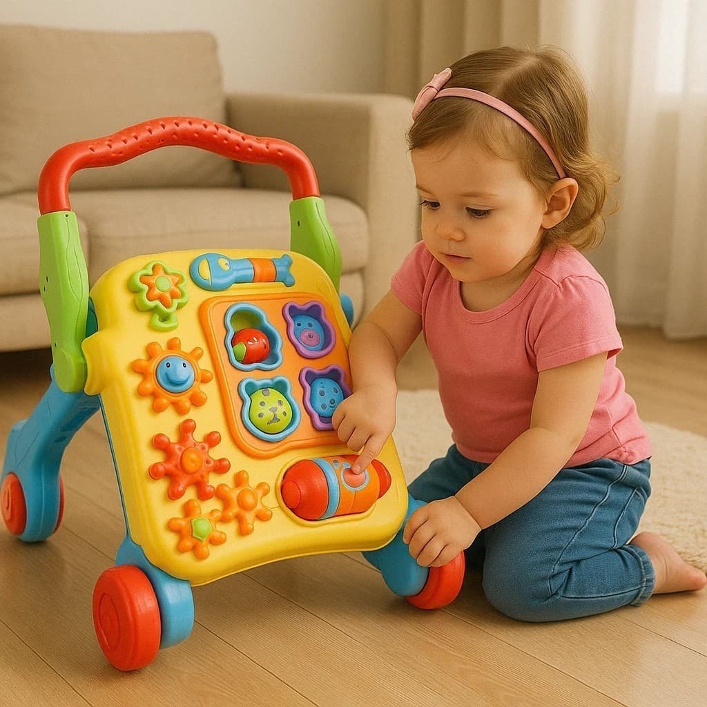 Andador Mesa Didático 4 Em 1 Musical Bebê  Apoio Empurrador Carrinho Brinquedo Criança Caminha