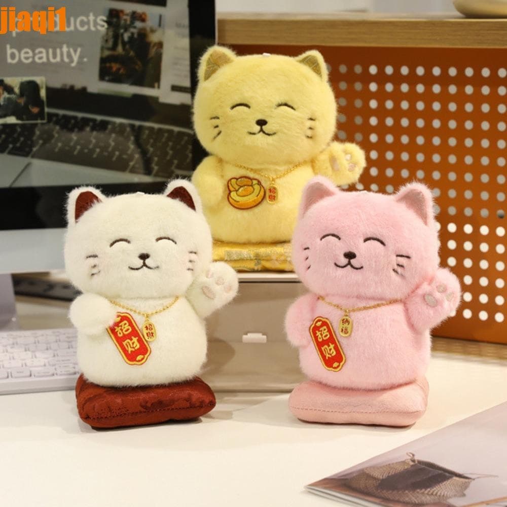 Colar de Pingente de Gato da Sorte de Pelúcia Jiaqi Brinquedo Fofo Boneca de Desenho Animado SUGT