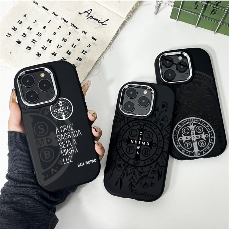 Capinha de celular personalizada Cruz de São Bento para Samsung Galaxy A07 A05 A05S A04 A03 A15 A14 A35 A55 A54 A52 Capa