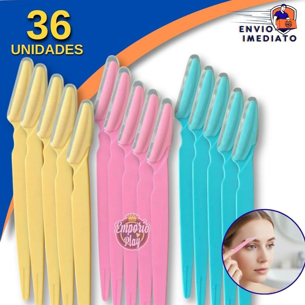 Lâmina Navalha Design Sobrancelha e Rosto Depilação de Busso Aparar Pelos Kit Até 36 Unidades