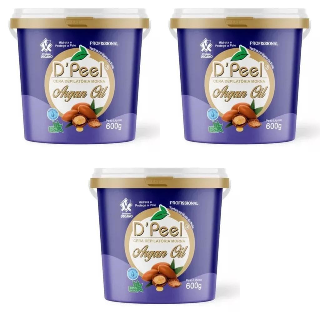 Kit 3 D´Peel - Cera Depilatória Morna 600g - Argan  - Reds