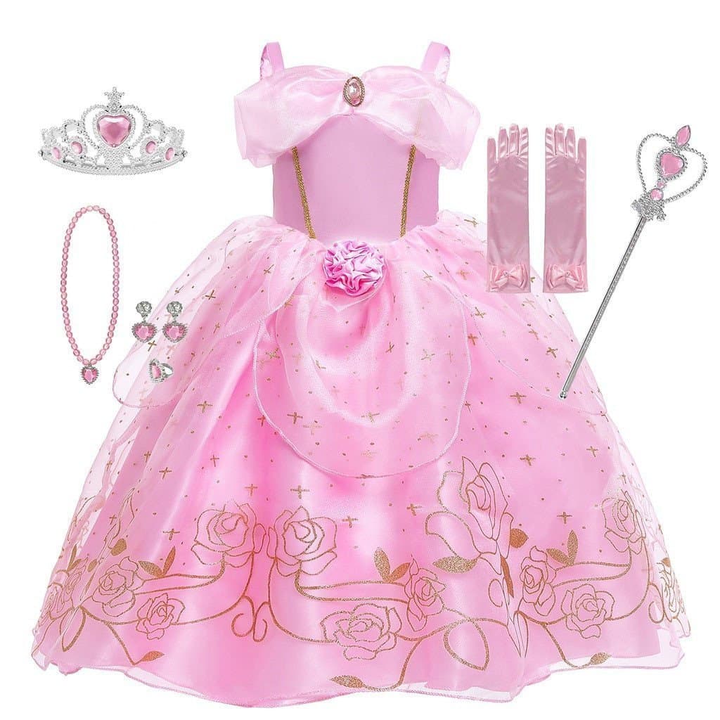 Crianças Cosplay Aurora Disney Vestido De Princesa Dos Desenhos Animados Bela Adormecida Meninas Traje Festa Aniversário