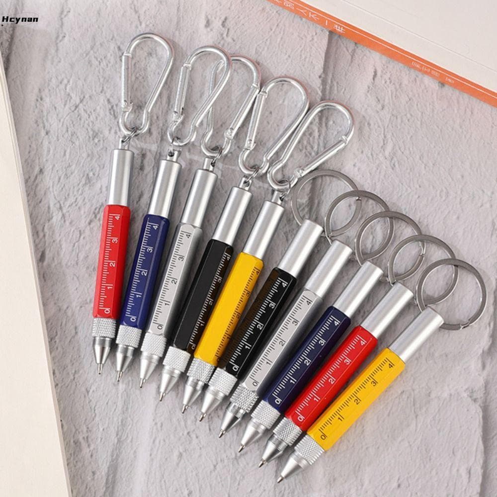 Caneta Multiferramenta HCYNAN , Esferográfica De Metal 6 Em 1 , Estilo Curto Com Chave De Fenda/Régua/De Ferramenta Exte