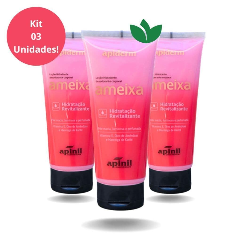 KIT 3 Hidratante Corporal AMEIXA Creme Loção Desodorante Apiderm 190g - Apinil