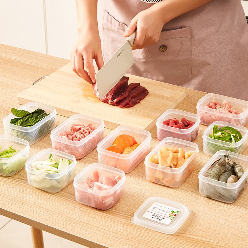 Caixa de armazenamento transparente para geladeira de qualidade alimentar, caixa de frutas de plástico selada congelada,