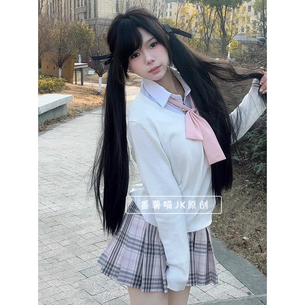 [Su Yan] Original jk Uniforme Saia do Dia dos Namorados Saia Genuína Material Escolar Saia Plissada Saia Rosa Feminina