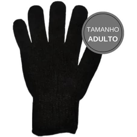 Luva De Lã Frio Inverno Adulto Preta Feminina Masculina Mãos