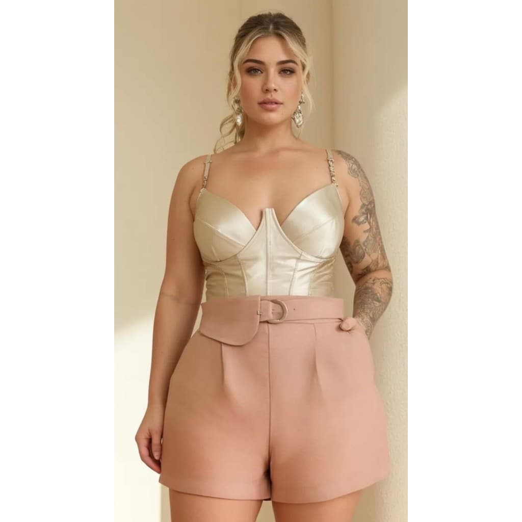 Cropped Corselet Plus Size Blogueira Modelador Várias Cores