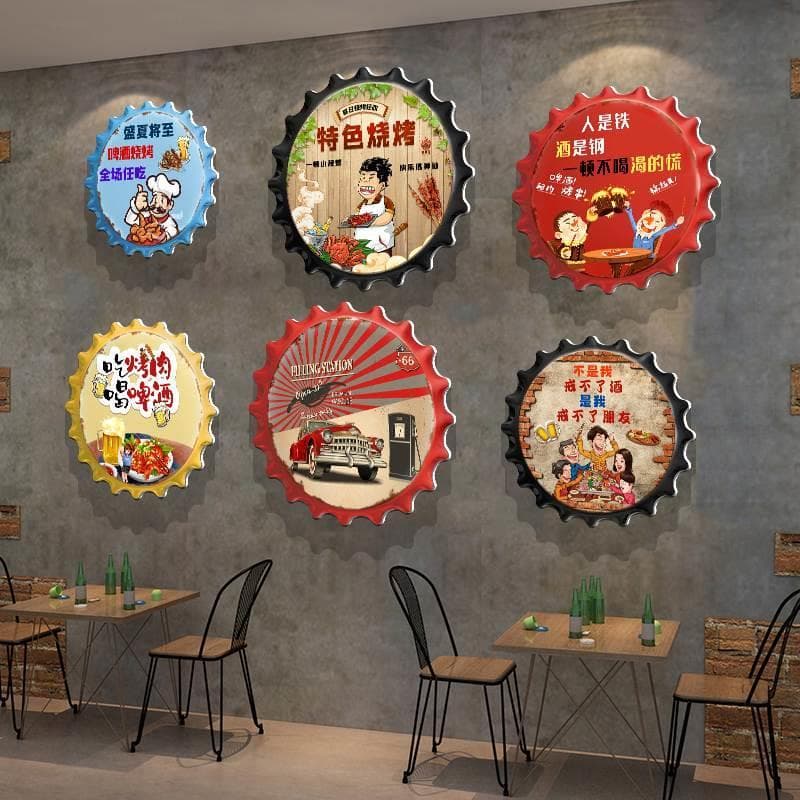 Criativo capa de cerveja pequeno pingente restaurante panela quente churrasco restaurante mesa jantar parede barra decor