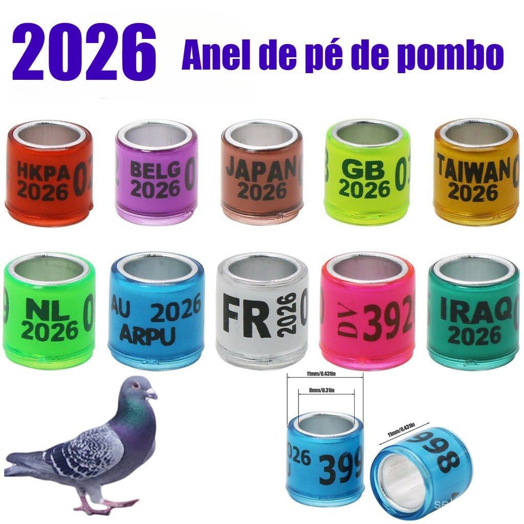 50/100pcs 2026 Anel De Pé De Pombo 8mm Identificação De Corrida De Alumínio