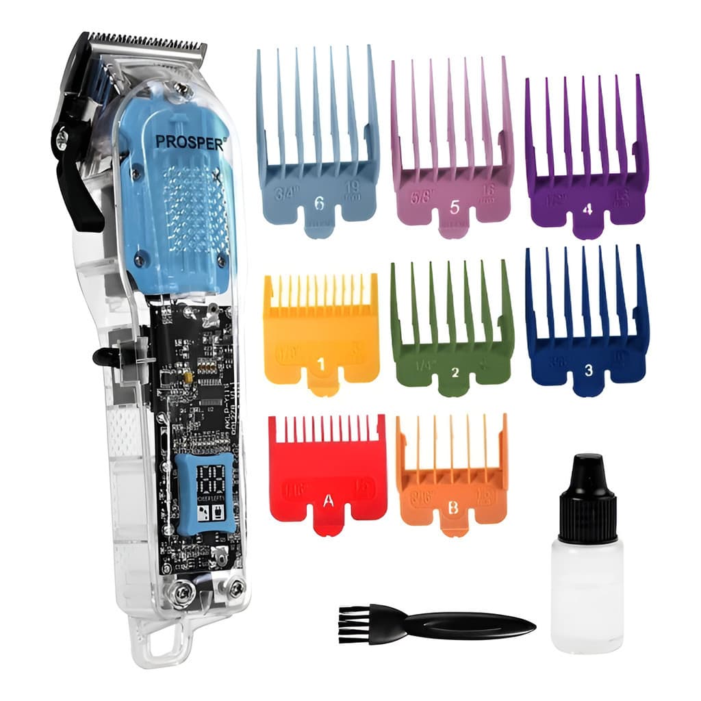 Máquina de Cortar Cabelo Transparente Recarregável Bivolt Uso Profissional