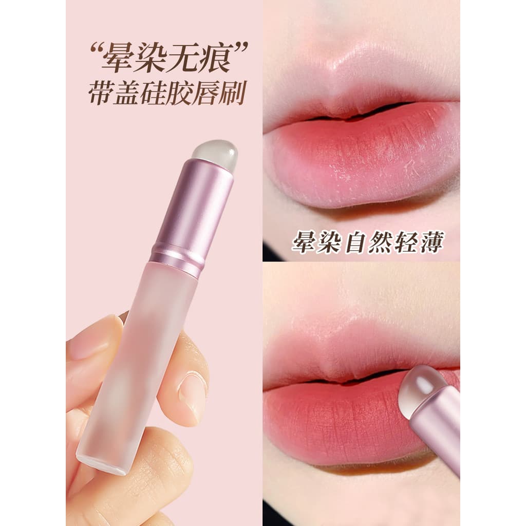 Escova labial de Silicone com tampa, Anti-poeira, portátil, máscara labial, corretivo, manchas, maquiagem, multifunciona