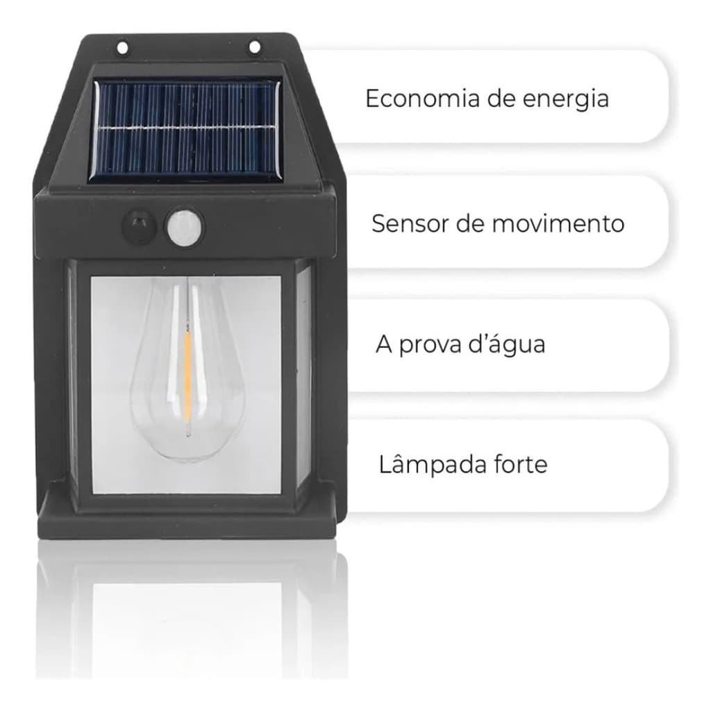 Arandela LED Solar Jardim Sensor De Movimento Iluminação Automática