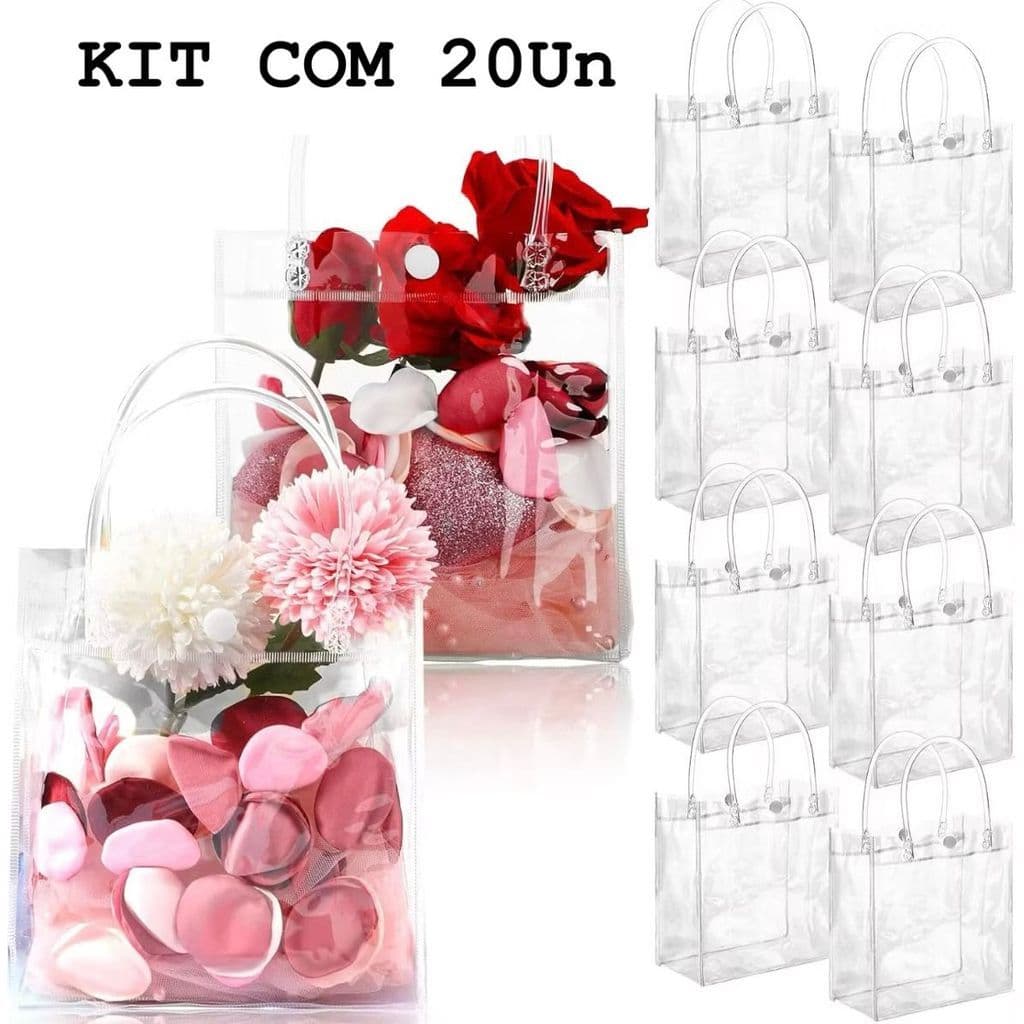 Bolsa Sacola PVC de presente dia Das Mães 20 UNIDADES- lembrancinha - transparente reutilizável festa