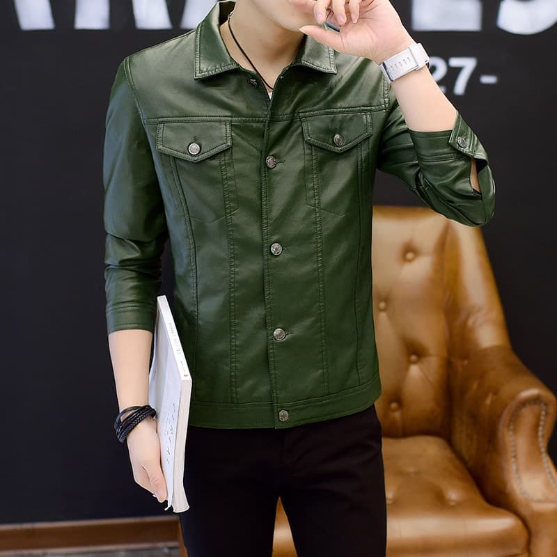 2023 novo estilo jaqueta de couro pequena masculina Slim-fit versão coreana bonito primavera outono jaqueta de couro cur
