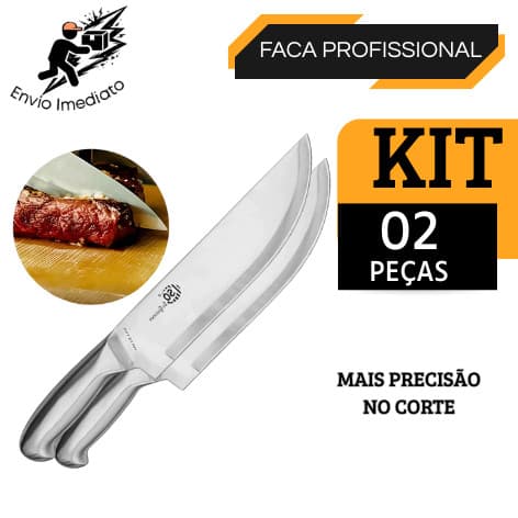 Kit 2 Faca Profissional Inox 6" Faca de Chef Cozinha Afiada Multiuso Alta Qualidade
