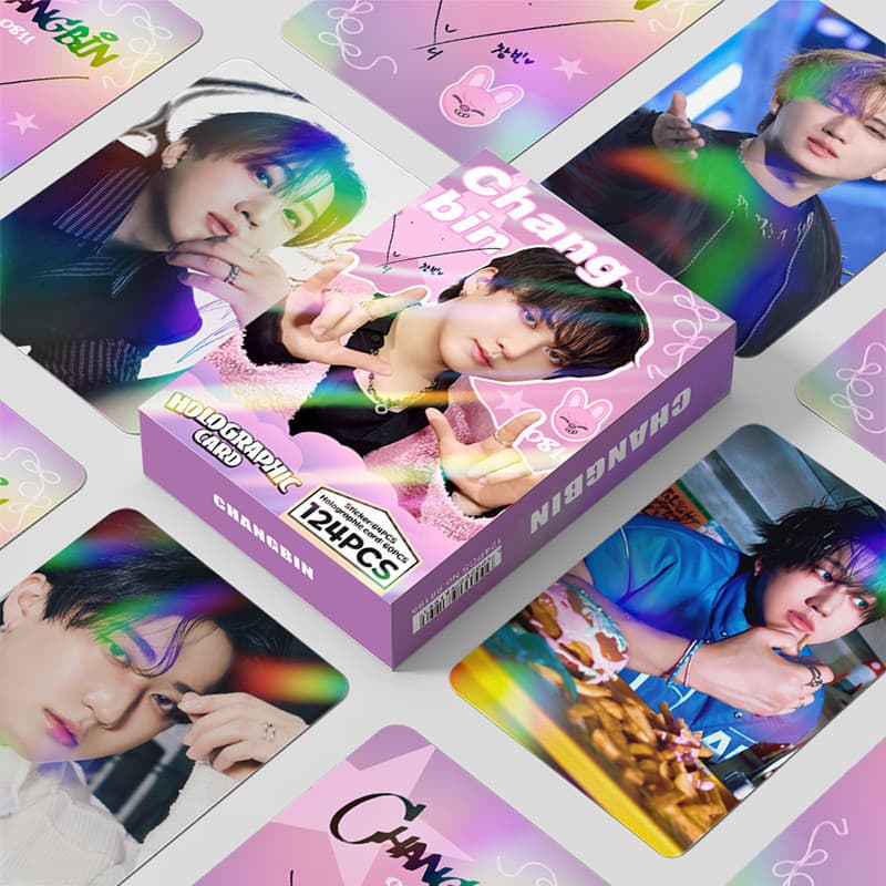 124 Pçs/Caixa Stray Kids ChangBin Photocards Holográfico LOMO Cartão KPOP Coleção De Adesivos