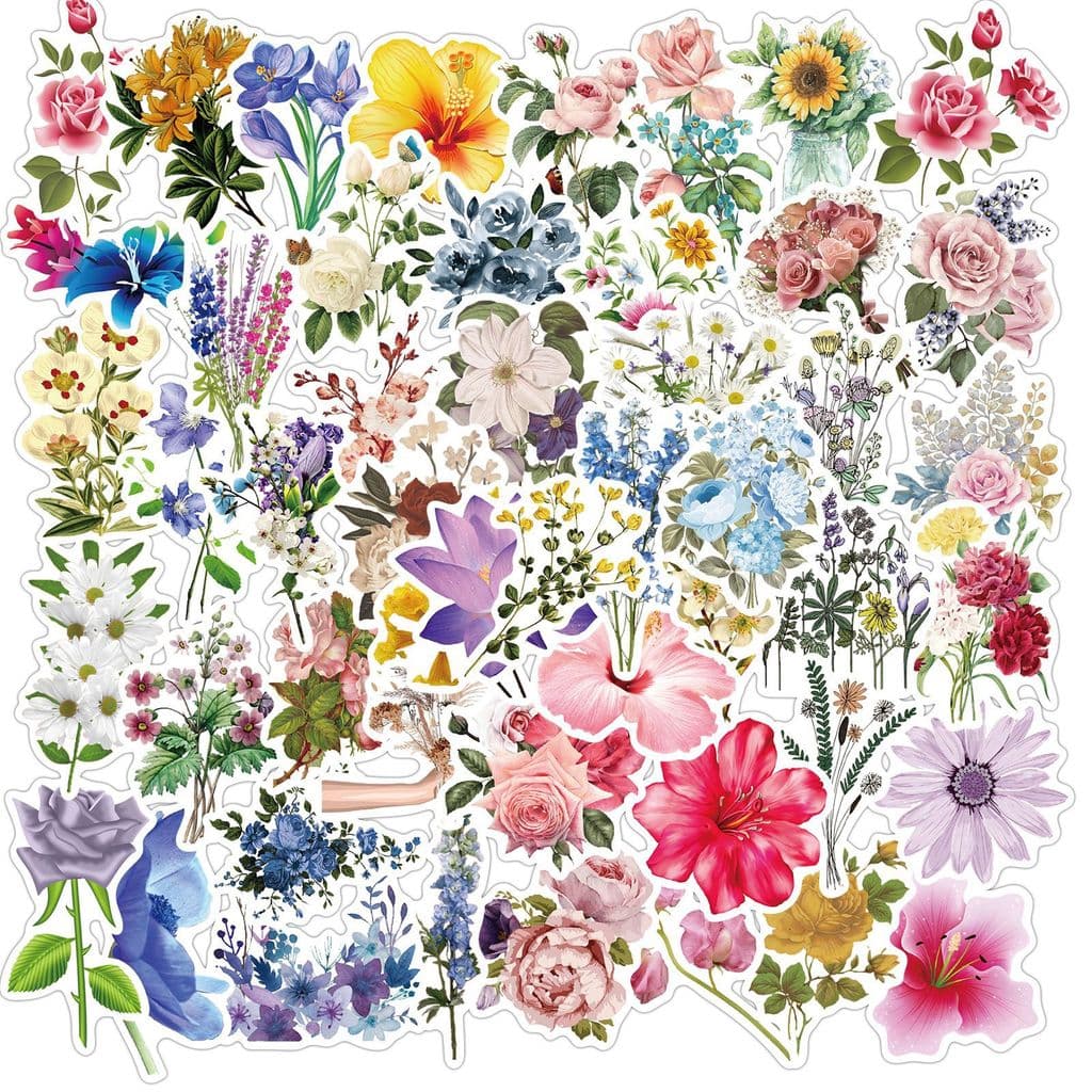 50 Peças Adesivos De Flores Estilo Ins Decorações Florais Faça Você Mesmo Lindos Florescendo