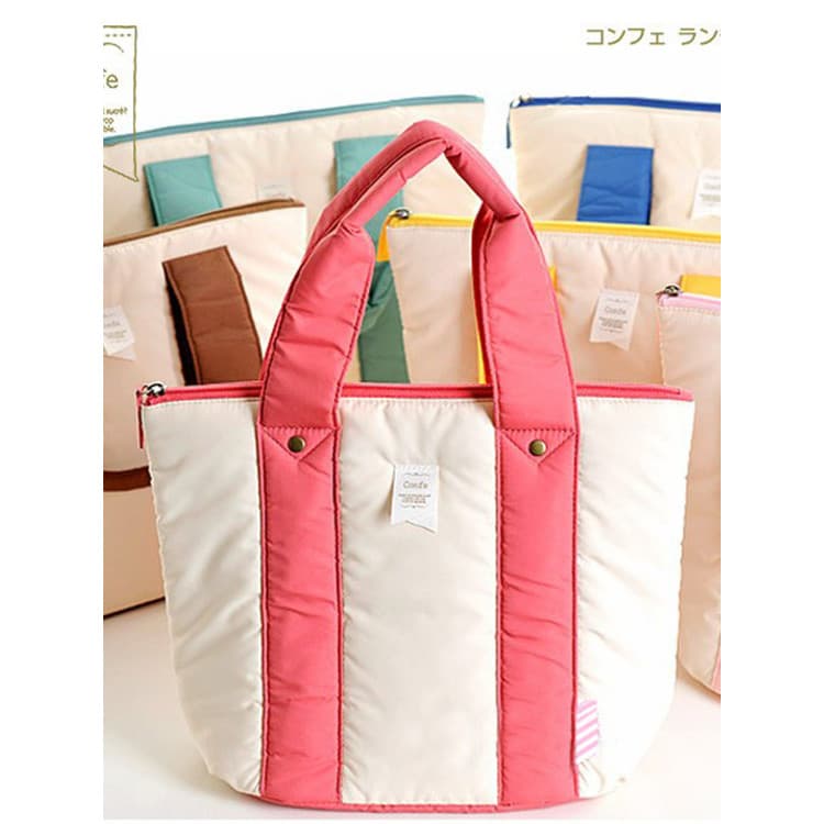 Versão japonesa senhoras moda contraste cor lancheira saco portátil isolamento frio mantendo à prova dwaterproof água la