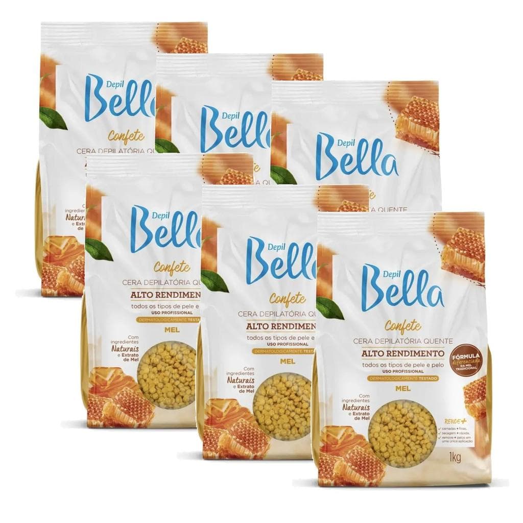 Kit 6x Cera Depilatoria Mel Depil Bella 1kg