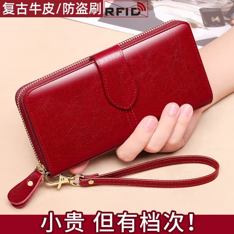 Carteira de parede feminina bolsa de embreagem de couro longo Slot para vários cartões multi-função saco do telefone móv