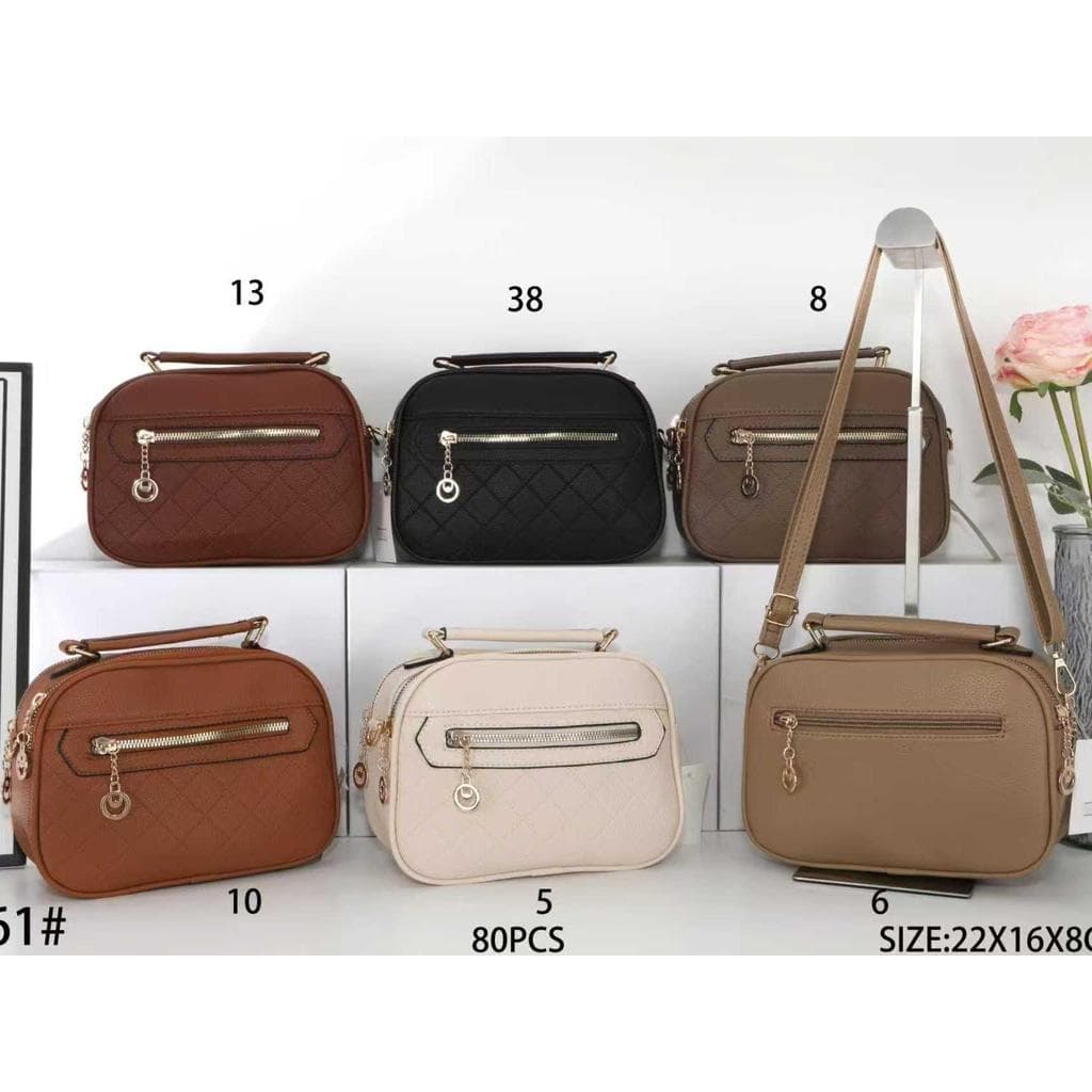 Bolsa de ombro feminina simples com alça de mão reforçada 2 ziper 161